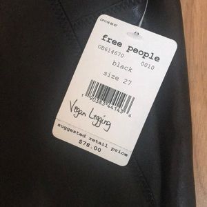 Free People NWT Black Vegan Faux Leather Legging